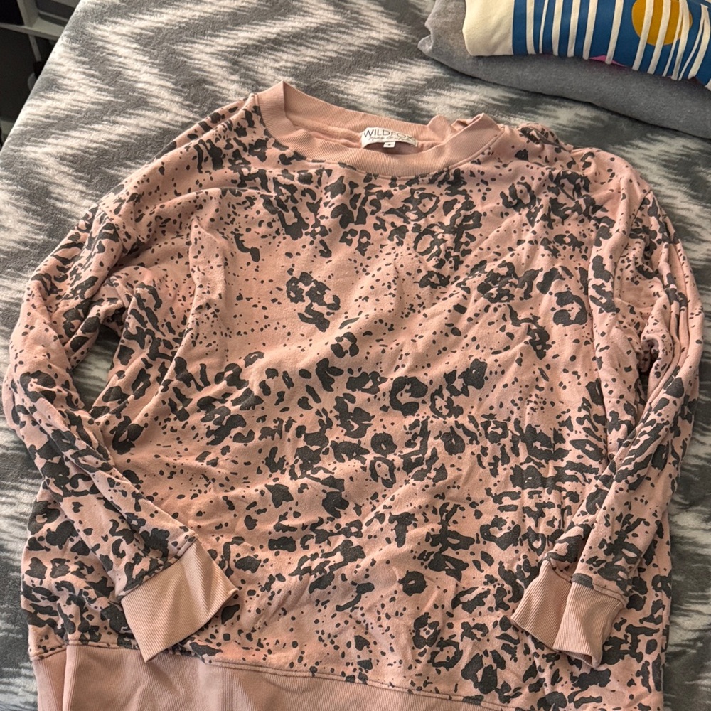 Wildfox Blush and Black Leopard Sweatshirt